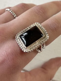 Sterling Silver Onyx Ring (1) (size 8.5)