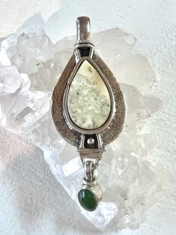 Ethically Sourced Fossilized Walrus and Jade Pendant (2)