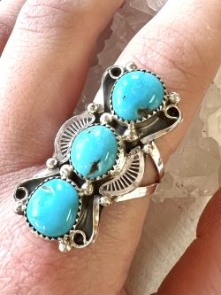 Sterling Silver Turquoise Ring (size 8.5)