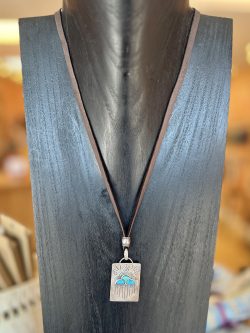 Sterling Silver Turquoise Pendant on Leather
