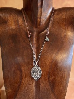 Silver, Labradorite and Leather Necklace