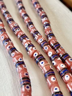 Ghanaian Glass Beads (Salmon/Blue)